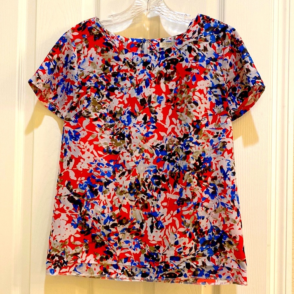 J. Crew | Patterned short sleeved blouse XXS